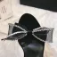 Charmant Noire Cocktail Sandales Femme 2020 Faux Diamant Noeud Cuir 12 cm Talons Aiguilles Peep Toes / Bout Ouvert Sandales