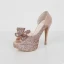 Sparkly Blushing Pink Womens Shoes 2018 Patent Leather Sequins Bow 11 cm Stiletto Heels Open / Peep Toe High Heels