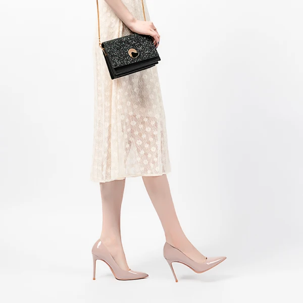 Chic / Beautiful Nude Office OL Pumps 2020 Leather Patent Leather 10 cm Stiletto Heels Pointed Toe Pumps