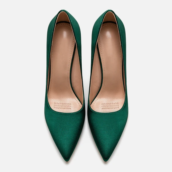 Chic / Belle Vert Foncé Bureau OL Satin Escarpins 2020 10 cm Talons Aiguilles À Bout Pointu Escarpins