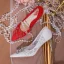 Schöne Ivory / Creme Spitze Strass Brautschuhe 2021 8 cm Stilettos Spitzschuh Hochzeit Pumps Hochhackige