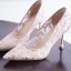 Elegant Champagne Lace Wedding Shoes 2020 8 cm Stiletto Heels Pointed Toe Wedding Pumps