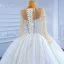 High-end Elegant White Rhinestone Wedding Dresses 2021 Ball Gown Scoop Neck Beading Sequins Long Sleeve Chapel Train Wedding