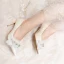 Chic / Belle Blanche Cuir Chaussure De Mariée 2020 Perle Appliques 8 cm Talons Aiguilles À Bout Pointu Mariage Escarpins