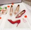 Chinese style Champagne Wedding Shoes 2020 Leather Pearl Rhinestone 9 cm Stiletto Heels Pointed Toe Wedding Pumps
