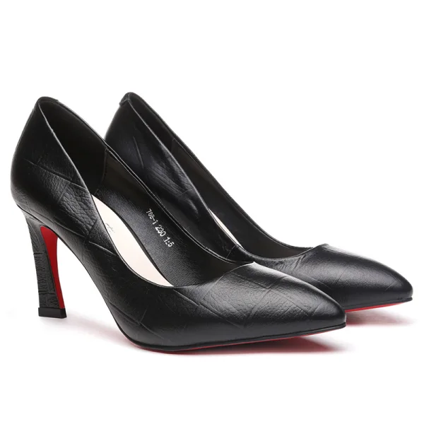Enkel Svart Kontor OL Spisse Pumps 2020 9 cm Stiletthæler Pumps