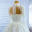 High-end Luxury / Gorgeous Ivory Handmade  Beading Pearl Sequins Wedding Dresses 2021 Trumpet / Mermaid High Neck Long Sleeve Court Train Wedding