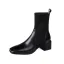 Chic / Beautiful Black Street Wear Knitting Womens Boots 2020 Leather 5 cm Thick Heels Square Toe Boots