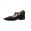 Chic / Belle Noire Satin Promo Escarpins 2020 Perle 4 cm Talons Épais Talon Bas À Bout Pointu Escarpins