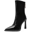 Fashion Winter Black Street Wear Mid Calf Womens Boots 2020 Leather 10 cm Stiletto Heels Pointed Toe Boots