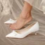 Elegant Ivory Bow Wedding Shoes 2020 3 cm Stiletto Heels Low Heel Pointed Toe Wedding Pumps
