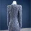 High-end Grey Beading Pearl Rhinestone Evening Dresses  2021 Trumpet / Mermaid Scoop Neck Sequins Long Sleeve Court Train Evening Party Formal Dresses