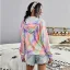 Fashion Fall Winter Street Wear Multi-Colors Tie-dye Sweatshirts 2021 V-Neck Long Sleeve Loose Hooded Women Tops