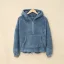 Fashion Fall Winter Ocean Blue Street Wear Plush Hooded Sweatshirts 2021 Long Sleeve Loose Women Tops