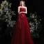 Chic / Belle Bordeaux Robe De Bal 2021 Princesse Bustier Noeud Sans Manches Longue Promo Robe De Ceremonie