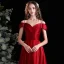 Elegant Burgundy Satin Prom Dresses 2021 A-Line / Princess Short Sleeve Backless Floor-Length / Long Prom Formal Dresses
