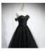 Charmant Noire Paillettes Robe De Bal 2021 Princesse De l'épaule Manches Courtes Dos Nu Longue Promo Robe De Ceremonie