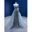 Sexy Gris Robe De Soirée 2021 Trompette / Sirène Bustier Perlage Perle Paillettes Gland Sans Manches Dos Nu Fendue devant Tribunal Train Soirée Robe De Ceremonie