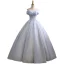 Élégant Bleu Ciel Robe De Bal 2021 Robe Boule De l'épaule Paillettes En Dentelle Fleur Appliques Sans Manches Dos Nu Longue Robe De Ceremonie