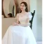 Élégant Blanche Robe De Bal 2021 Princesse Encolure Dégagée Perlage En Dentelle Fleur Manches Courtes Dos Nu Longue Promo Robe De Ceremonie