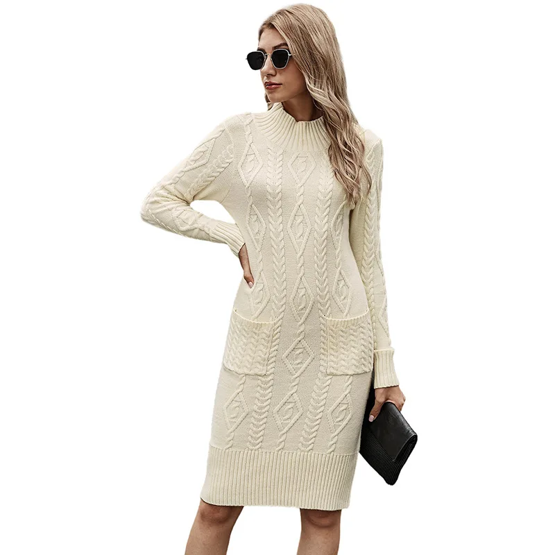 navy blue dress for baby girl PRETTYGARDEN Women's Long Sleeve Midi Sweater Dress Fall Crewneck Knit main image 1
