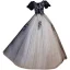 Élégant Noire Robe De Bal 2021 Princesse Encolure Dégagée Paillettes En Dentelle Fleur Manches Courtes Dos Nu Longue Robe De Ceremonie