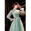 Chic / Beautiful Mint Green Prom Dresses 2021 A-Line / Princess V-Neck Bell sleeves Backless Pearl Sequins Lace Flower Floor-Length / Long Formal Dresses