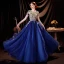 Élégant Bleu Roi Robe De Bal 2021 Princesse Encolure Dégagée Perlage En Dentelle Fleur Manches Courtes Dos Nu Longue Robe De Ceremonie