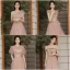 Modest / Simple Dusky Pink Bridesmaid Dresses 2021 A-Line / Princess Short Sleeve Floor-Length / Long Wedding Party Dresses