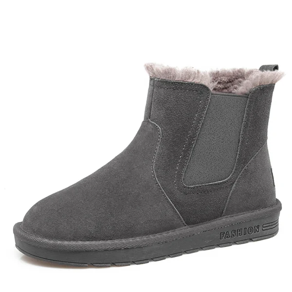 Modern / Fashion Womens Boots 2017 Black Suede Ankle Leather Casual Winter Flat Snow Boots