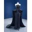 Inhabituel Noire Soirée Combinaison 2021 Bustier Sans Manches Dos Nu Volants en Cascade Train De Balayage Robe De Soirée