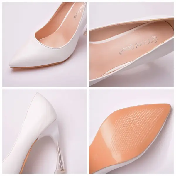 Chic / Beautiful White Prom Pumps 2021 9 cm Crystal Stiletto Heels Pointed Toe Pumps High Heels