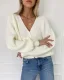 Confortable Tomber Hiver Désinvolte Blanche Tricot Chandails 2021 V-Cou Manches Longues Coton Ample Femme Hauts