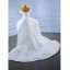 High-end Charming White Wedding Dresses 2021 Trumpet / Mermaid U-Neck Beading Pearl Appliques Short Sleeve Backless Court Train Wedding