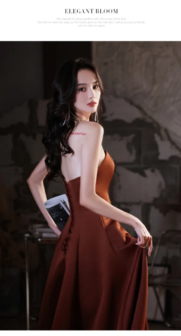 Elegant Coffee Satin Prom Dresses 2021 A-Line / Princess Square Neckline Puffy Short Sleeve Backless Floor-Length / Long Prom Formal Dresses