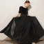 Elegant Black Birthday Suede Party Dresses Flower Girl Dresses 2021 A-Line / Princess Square Neckline Short Sleeve Floor-Length / Long Backless Bow Flower Girl Dresses