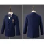 Mode Bleu Marine Manches Longues Costume Garçon Mariage 2021 Faux Diamant Noeud Cravate
