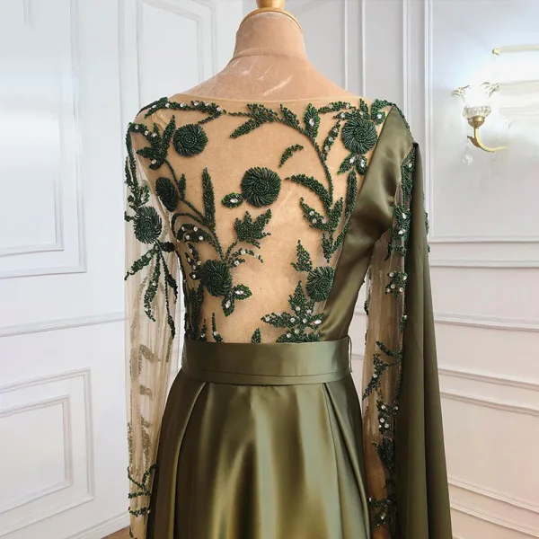 long formal dresses black Zapakasa Women Dark Green Chiffon Flowy Long Mother of the Bride Dress  Sheath Round Neck Wedding Guest Dress with Pocket