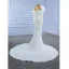 Luxury / Gorgeous White Ruffle Wedding Dresses 2021 Trumpet / Mermaid Scoop Neck Beading Pearl Sequins Long Sleeve Backless Floor-Length / Long Wedding