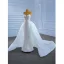 Luxus / Herrlich Weiß Perlenstickerei Strass Brautkleider / Hochzeitskleider 2021 Meerjungfrau Bandeau Ärmellos Rückenfreies Kapelle-Schleppe Hochzeit