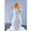Luxury / Gorgeous White Cascading Ruffles Wedding Dresses 2021 Trumpet / Mermaid Scoop Neck Beading Sequins Rhinestone Lace Flower Sleeveless Backless Royal Train Wedding