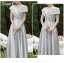 Modest / Simple Olive Green Satin Bridesmaid Dresses 2021 A-Line / Princess Short Sleeve Backless Floor-Length / Long Wedding Party Dresses