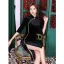 Chinese style Black Velour Evening Dresses Cheongsam 2021 Trumpet / Mermaid High Neck Beading Pearl 1/2 Sleeves Split Front Tea-length Formal Dresses