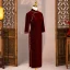 Chinese style Burgundy Evening Dresses Cheongsam 2021 Trumpet / Mermaid High Neck 3/4 Sleeve Split Front Tea-length Formal Dresses