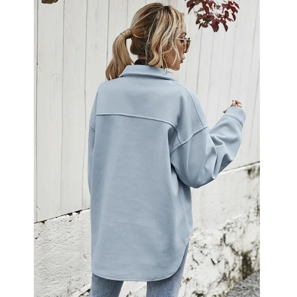 Mode Kaki Tomber Hiver Vêtement de rue Manteaux & Vestes 2021 Revers Manches Longues Ample Femme Hauts