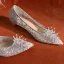 Elegant White Lace Flower Wedding Shoes 2021 3 cm Stiletto Heels Low Heel Pointed Toe Wedding Pumps