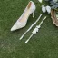 Chic / Beautiful White Lace Flower Wedding Shoes 2021 8 cm Stiletto Heels Pointed Toe Wedding Pumps High Heels