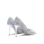 Scintillantes Argenté Faux Diamant Paillettes Chaussure De Mariée 2022 Cuir 8 cm Talons Aiguilles À Bout Pointu Mariage Escarpins Talons Hauts