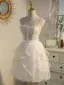 Sexy Champagne Pearl Cascading Ruffles Birthday Party Dresses 2022 A-Line / Princess Spaghetti Straps Sleeveless Backless Floor-Length / Long Formal Dresses
