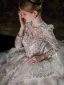 Luxury / Gorgeous Ivory Beading Pearl Sequins Cascading Ruffles Wedding Dresses 2022 Ball Gown Scoop Neck Long Sleeve Backless Royal Train